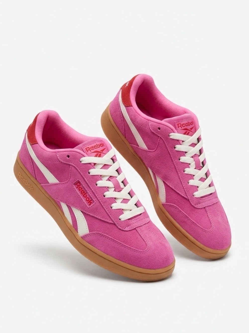 Reebok Forte Lounger Hot Pink Suede Red Classic Retro Court Sneakers - Size 9